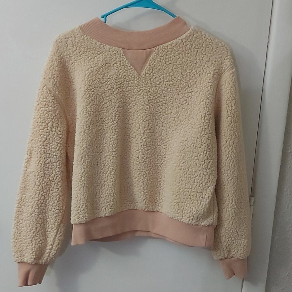 Who What Where Tan Brown Teddy Bear Sweatshirt Top M Cozycore Comfy Grandmacore